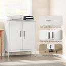Armadietto da Ufficio 80x40x100 cm a 2 Ripiani Regolabili con Serratura e 2 Chiavi in Acciaio Bianco      