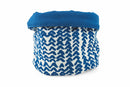 Cestino per Pane Doubleface Ø20x20 cm in Cotone VdE Tivoli 1996 Bianco e Blu