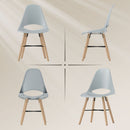Set 2 Sedie da Pranzo in Stile Nordico con Schienale Curvato in Plastica e Legno Grigio 
