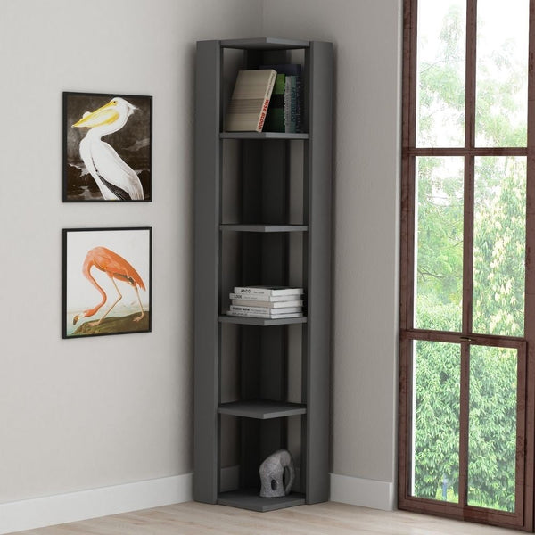 acquista Bibliothèque d'angle Nati anthracite 34x34x161 cm 5 étagères