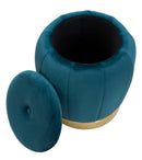 Pouf Contenitore Paris Oro Ø 43x43 cm in Legno e Poliestere Ottanio