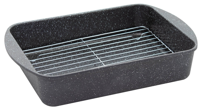 Rostiera 40x27 cm in Alluminio Pressofuso Antiaderente con Griglia Collection Grigio Marmorizzato