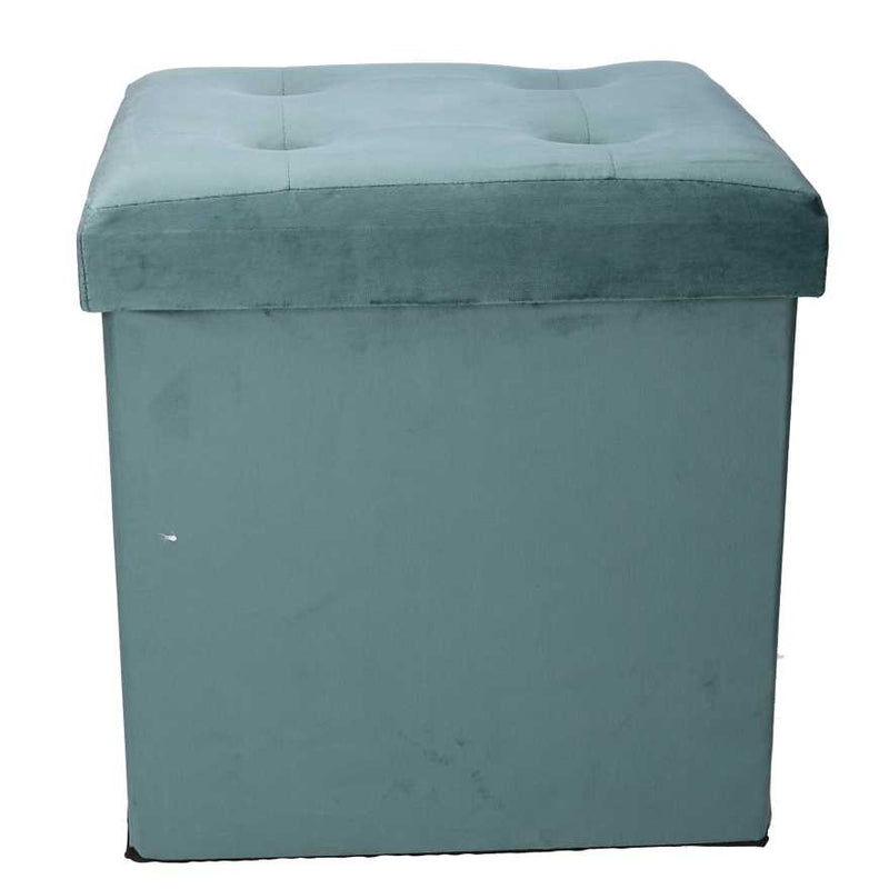 Pouf Contenitore Pieghevole 38x38xh38 cm in Velluto Verde Salvia