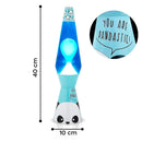 Lampada Lava Lamp 40cm Base Azzurra con Panda e Magma Blu