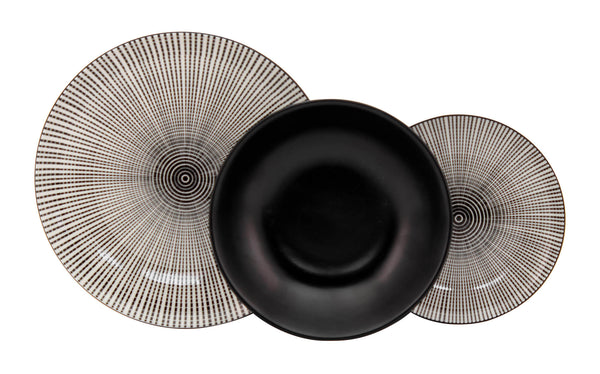Service de table 18 pièces en porcelaine décors noirs collection Masai online