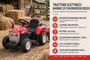 Trattore Elettrico per Bambini 12V con Rimorchio Rosso