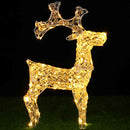 Renna Natalizia Luminosa 3D 90x50x12 cm 200 LED in Cristalli Acrilici e Metallo Bianco Caldo      