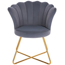 Sedia Relax con Schienale e Seduta in Velluto Grigio Struttura Metallo