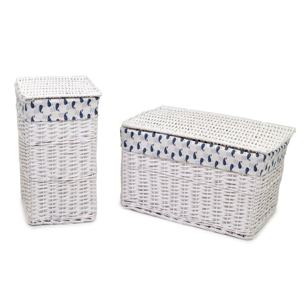 online Lot de 2 Malles Osier 70x42H42cm Ismaele Blanc