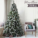 Albero di Natale Innevato Marilleva 210 cm 1098 Rami Super Folto con Pigne