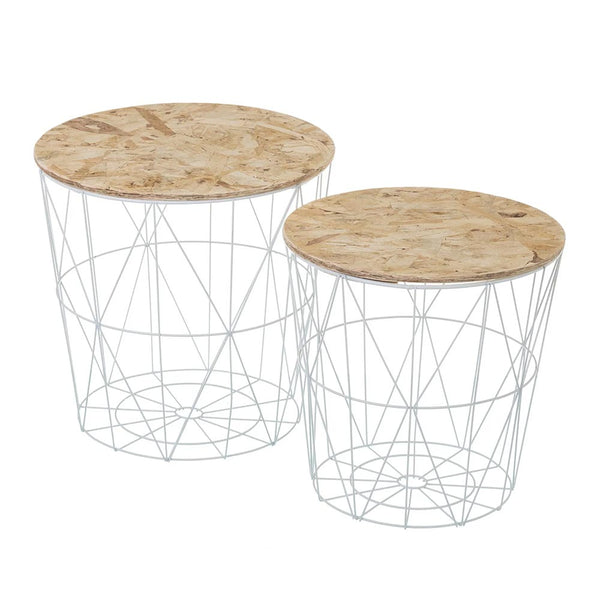 prezzo Set 2 Tavolini da Salotto  Tavoli per Divano Colore Bianco in Metallo e Legno