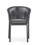 Set 4 Sedie 57x60x80h cm con Braccioli e Cuscini Florencia Antracite