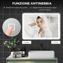 Specchio Bagno da Parete 70x100 cm con Interruttore Touch e Luce LED in Vetro Temperato Argento  