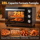 Forno Elettrico 1500 W 28 L 48,5x38x31 cm con Temperatura Regolabile Max 230° Timer 60 min Griglia e Teglia Argento      