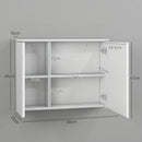 Pensile Bagno Armadietto con Specchio e Ripiani Regolabili 65x15x49 cm in Vetro e Legno Bianco