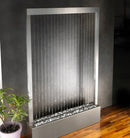 Cascata a Finestra Verticale 150x28xH200 cm in Acciao e Fili di Mylar Bianca