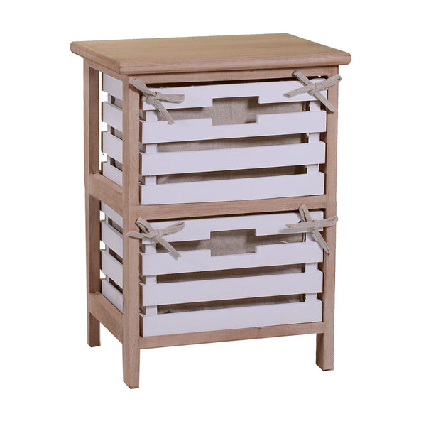prezzo Commode 2 tiroirs en bois 35x27x47cm Arianna Naturel et Blanc