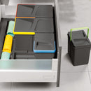 Base 2 Posti per Pattumiera Differenziata per Cassetti Cucina 60 cm in Plastica Emuca Grigio