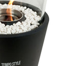 Camino a Bioetanolo da Pavimento Ø26,5x80 cm TALOS per Interni ed Esterni in Vetro e Acciaio Nero Opaco