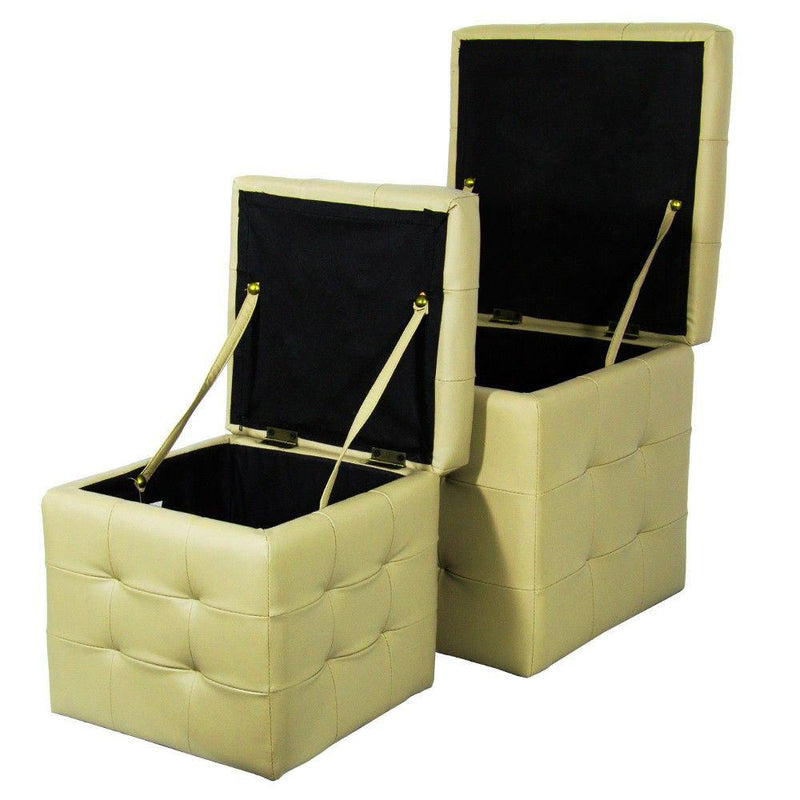Set 2 Pouf Contenitore in Similpelle Biscube Luxury Crema