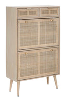 Scarpiera Paglia di Vienna 70x32x120 cm MDF e Impiallacciatura di frassino Marrone