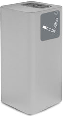Posacenere da Esterno 30x30xh65 cm In Acciaio Verniciato con Vaschetta Superiore Bianco