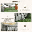 Set da Giardino 2 Sedie in Stile Boho e Tavolino in Vetro in Rattan Grigio Chiaro   