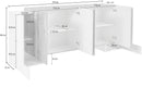 Credenza 2 + 4 Ante 210x45x85 cm Pillon Bianco Lucido e Ardesia