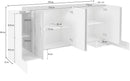 Credenza 2 + 4 Ante 210x45x85 cm Pillon Bianco Lucido