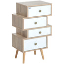 Cassettiera in Legno Stile Nordico Legno e Bianco 47x29.5x81 cm 