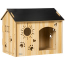 Cuccia per Cani da Interno 69x50x58,5cm Casetta Intagliata in MDF Quercia e Nero  