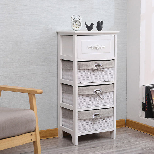 Commode 4 Tiroirs en Bois Massif 40x30x88 cm Fumer Carol Blanc prezzo