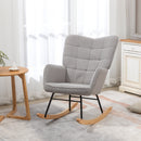 Poltrona a Dondolo Imbottita Rivestimento Bouclé 71x98x101 cm Grigio  