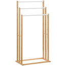 Portasciugamani a 3 Sbarre 48x25,8x94 cm in Bambù e Acciaio color Legno