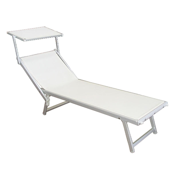 online Bain de Soleil de Jardin en Aluminium avec Toit Vorghini Mare Ivoire