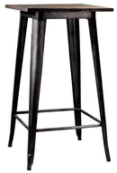 Tavolino da Bar in Metallo Top Legno Bristol Marrone
