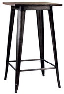 Tavolino da Bar in Metallo Top Legno Bristol Marrone