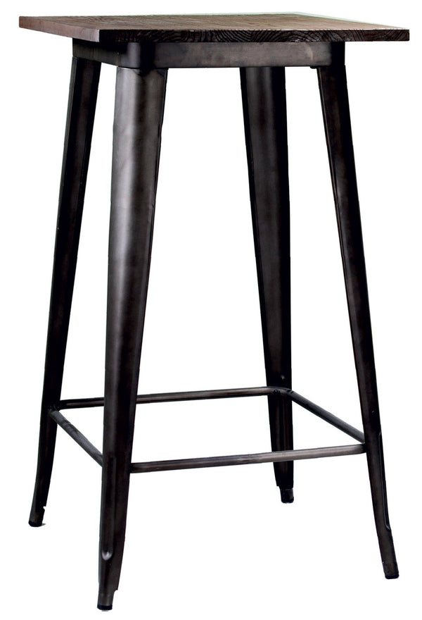 sconto Table de Bar en Métal Plateau Bois Adami Bristol Marron