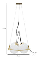 Lampadario Japan Square 45x45x20 cm in Ferro e Vetro Oro e Bianco      