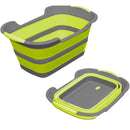 Cesto per Biancheria Richiudibile 27 Litri con Manici e Tappo in Silicone Verde