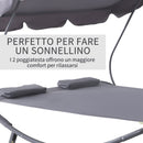 Lettino Prendisole Matrimoniale in Acciaio con Tettuccio Regolabile Grigio 