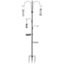 Mangiatoia per Uccelli da Giardino 54,5x54,5x208 cm in Acciaio Nero