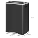 Pattumiera a 2 Sezioni da 20L 40x34,8x59 cm con Coperchio Silenzioso in Acciaio Inox e PP Nero  