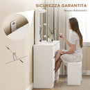 Consolle Trucco con Specchio Stile Hollywood 8 Luci LED con 7 Cassetti e Sgabello Imbottito in Legno Bianco      