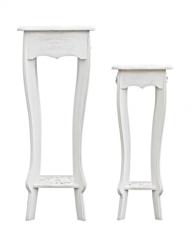 Set 2 Porta Lampada Blanc in Legno