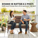 Divano da Giardino 2 Posti 115x63x85 cm con Cuscini e Tappetini Antiscivolo in Rattan e Acciaio Beige      