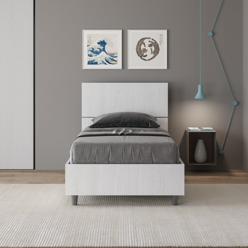 Letto Singolo Demas Testata Inclinata  Bianco Frassino Varie Misure
