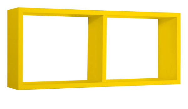 acquista Etagère rectangulaire 2 compartiments muraux 70x30x15,5 cm en fibre de bois Morgana jaune canari