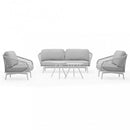 Set Salotto da Giardino Divano 2 Poltrone e Tavolino con Cuscini in Alluminio Grigio chiaro