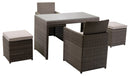 Set Tavolo + Sedie da Giardino in Polyrattan Atlanta Grigio